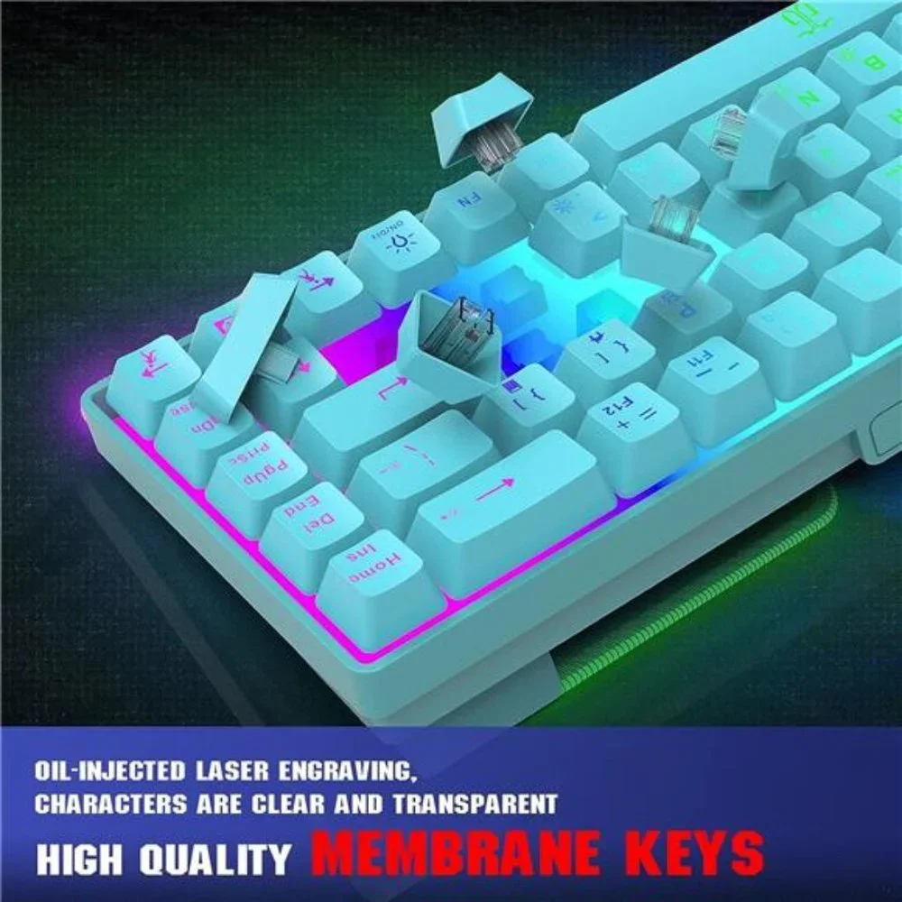 60% Membrane Gaming Keyboard,RGB Compact Wired Small Keyboard, Strong Mechanical
